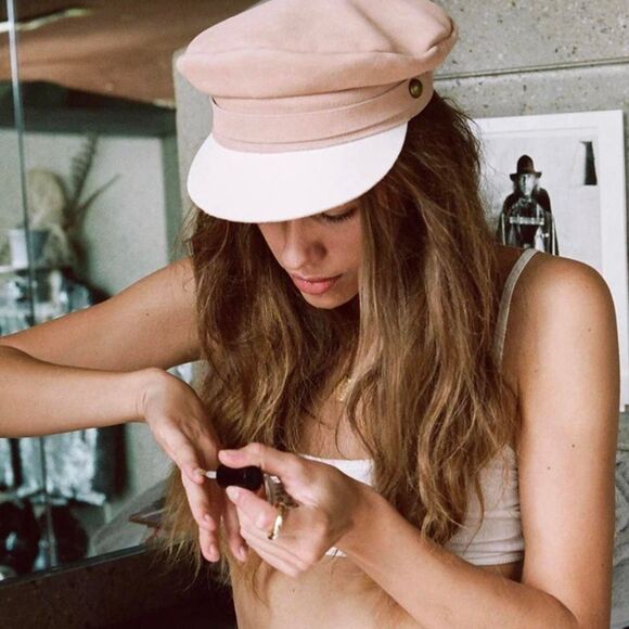 Lack of Color Lola Peach Cream Suede Newsboy Cap Coquette Slouch Hat Large 59cm - Picture 2 of 8